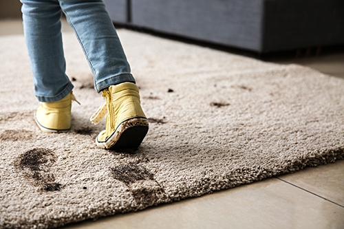 muddy shoes on the carpet, Kelly's Kleaning provides seasonal cleaning services and has some tip for keeping your home clean in the springtime.
